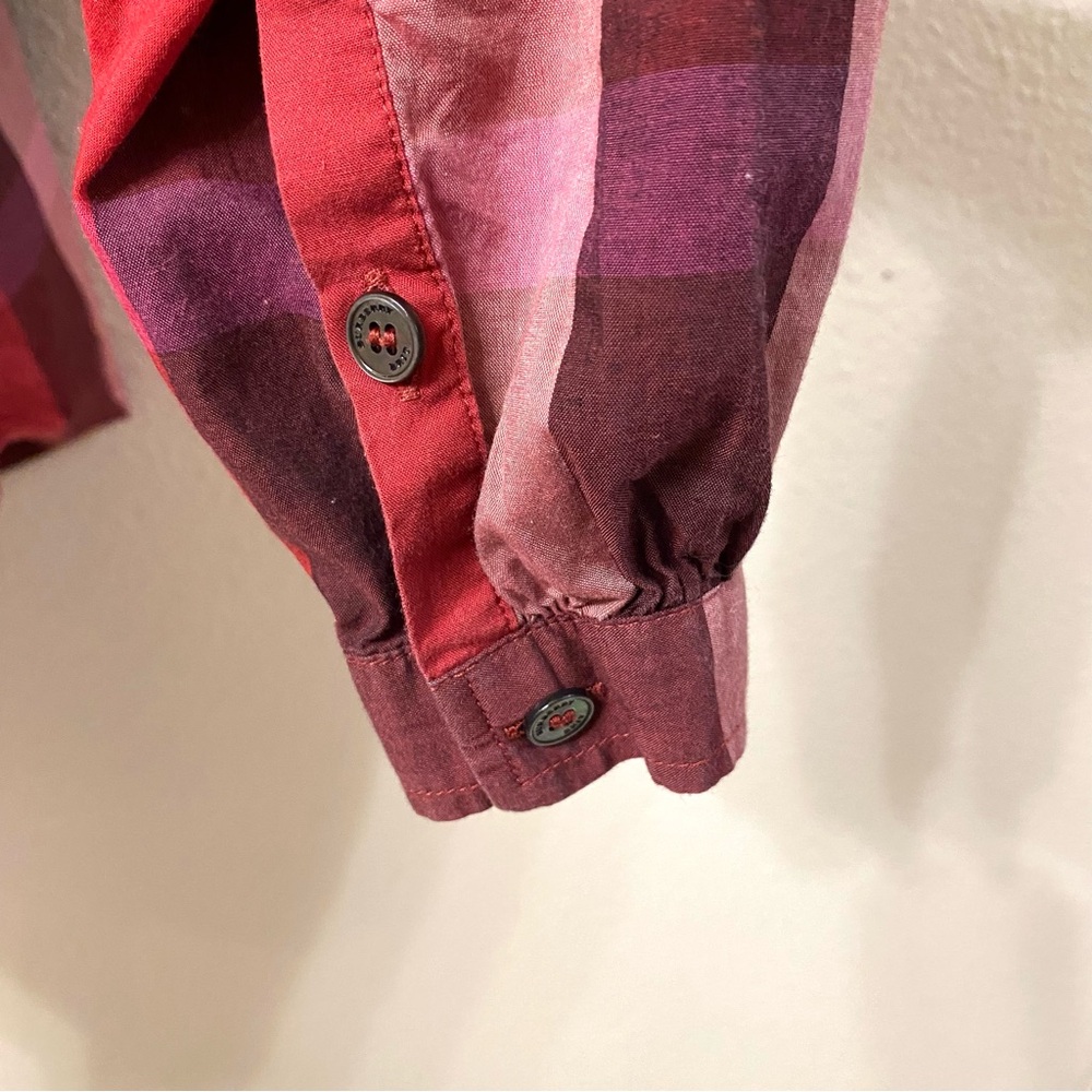 Burberry Brit Women's Red Nova Check Plaid Popover Tunic Top XL - Picture 8 of 13